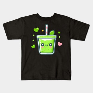 Cute Kawaii Green Smoothie for Vegans and Vegetarians | Kawaii Style Healthy Diet Kids T-Shirt